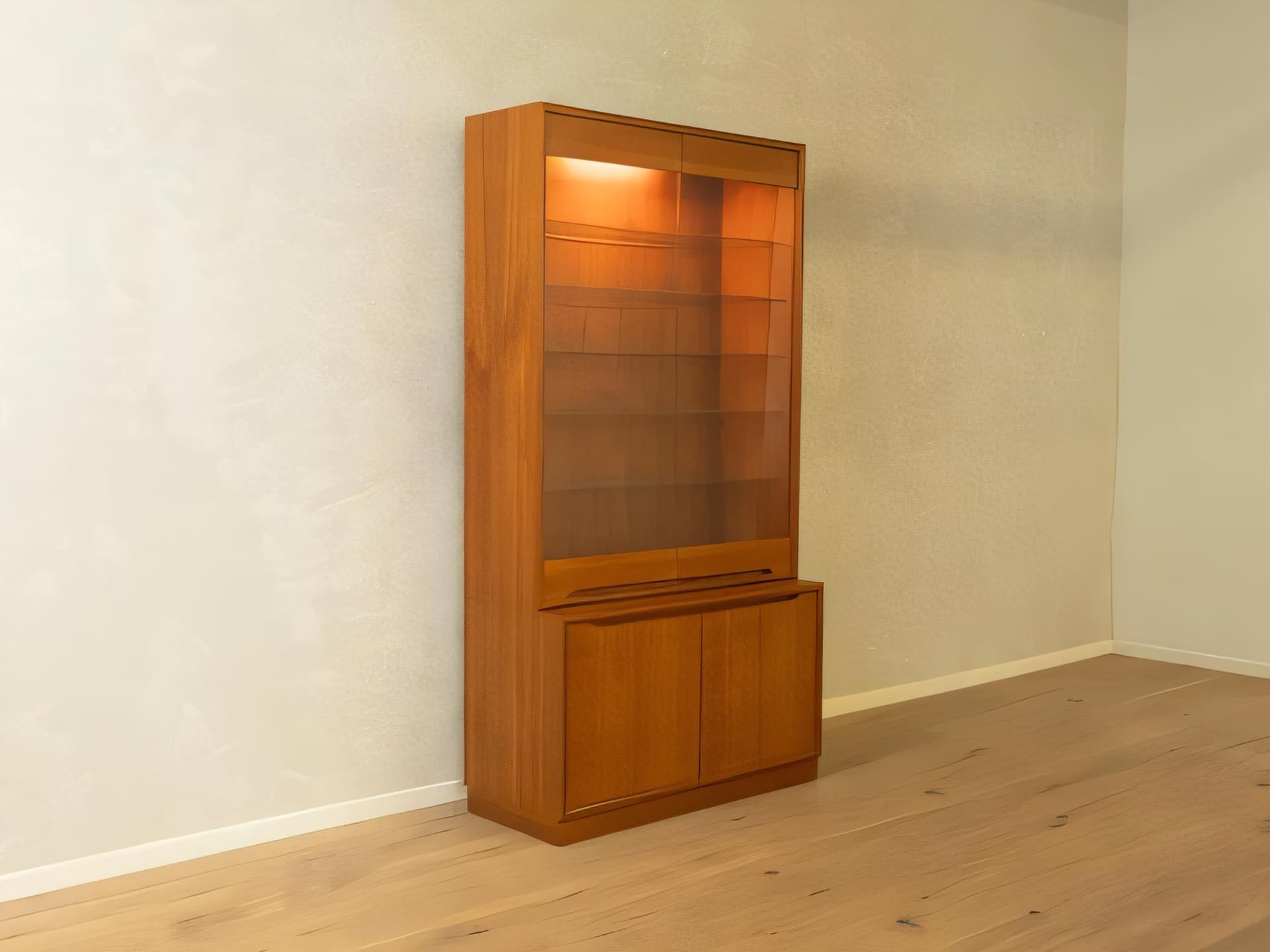 Witryna, brązowy, drewno, szkło transparentne, Dania, lata 60. - 277971