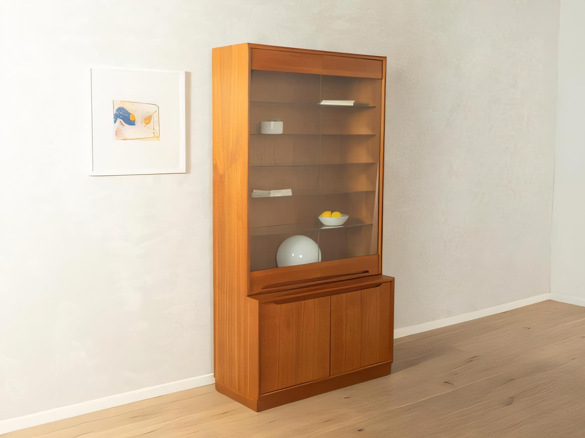 Witryna, brązowy, drewno, szkło transparentne, Dania, lata 60. - 277970