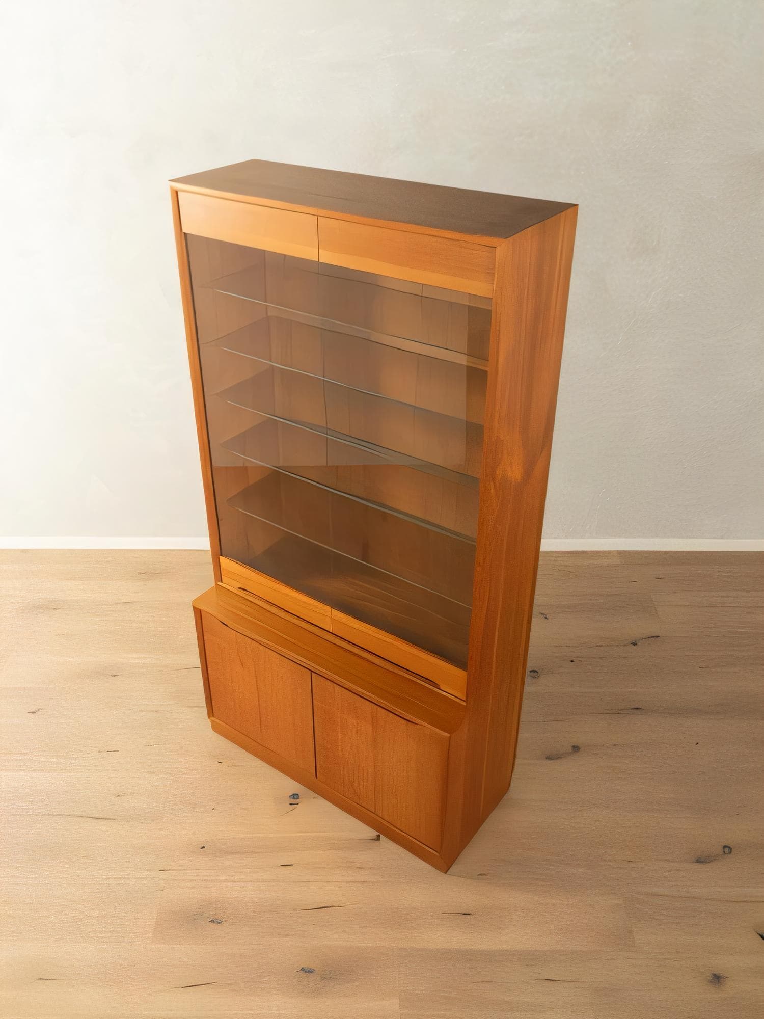 Witryna, brązowy, drewno, szkło transparentne, Dania, lata 60. - 277972