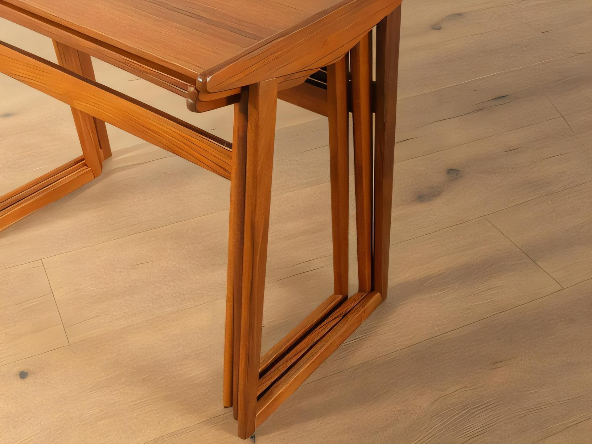 Set of three stacking tables, brown wood, Denmark, 1960s. - 277943