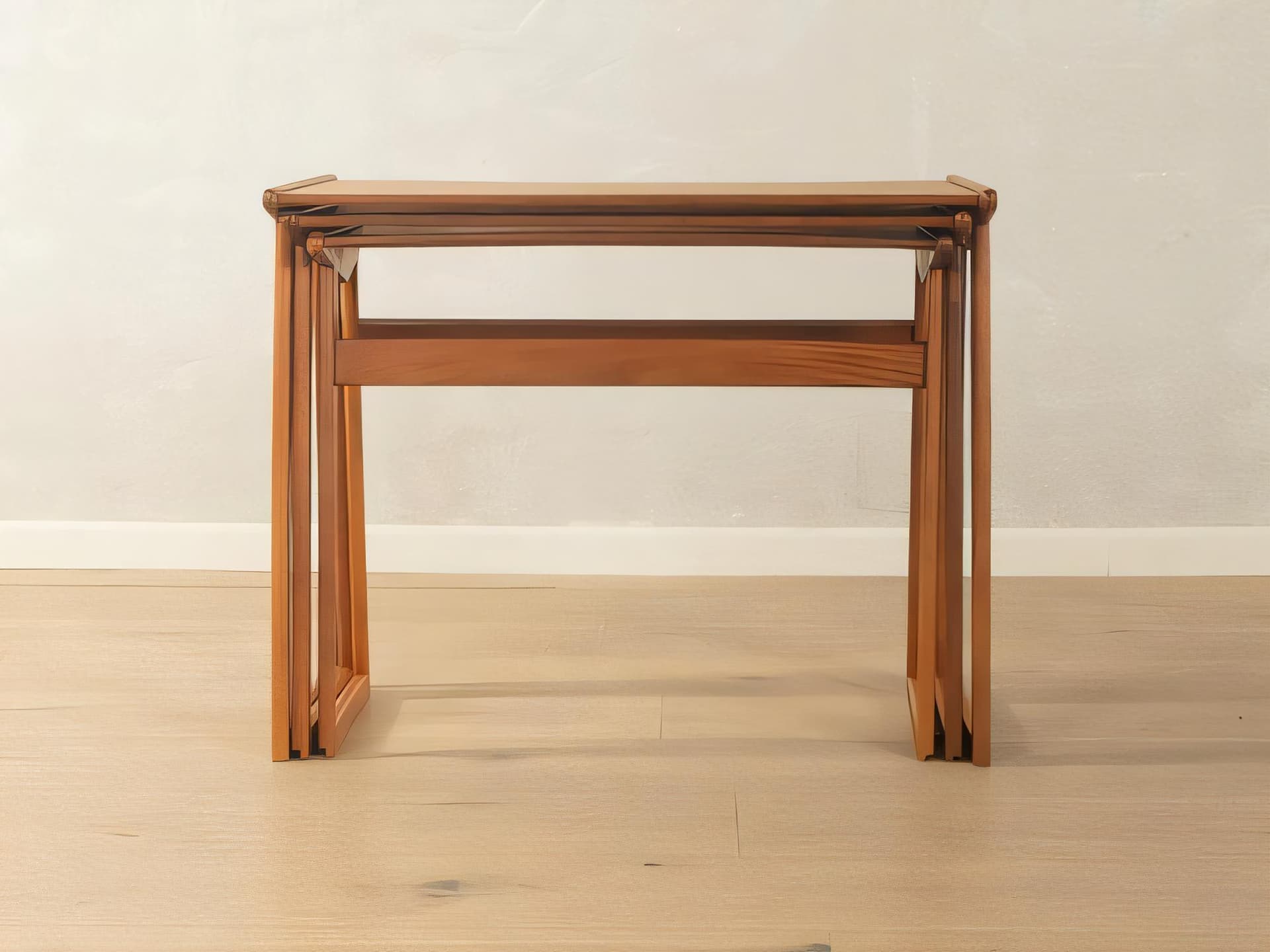 Set of three stacking tables, brown wood, Denmark, 1960s. - 277944