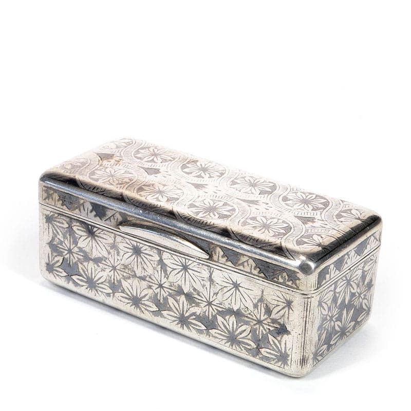 Tabakiera rokoko, srebro, niello, Francja, XVIII wiek