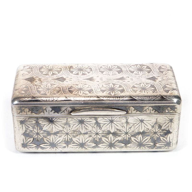 Tabakiera rokoko, srebro, niello, Francja, XVIII wiek - 277824