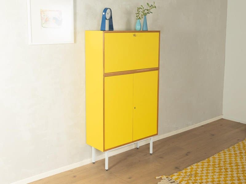 Komoda Mid-Century, fornir żółty, metal biały, Niemcy, lata 60. - 277888