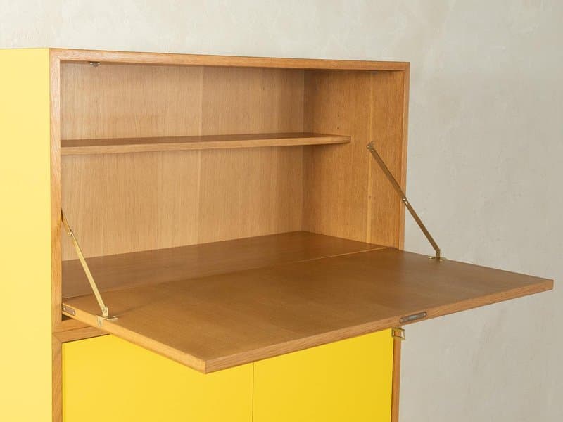 Komoda Mid-Century, fornir żółty, metal biały, Niemcy, lata 60. - 277891