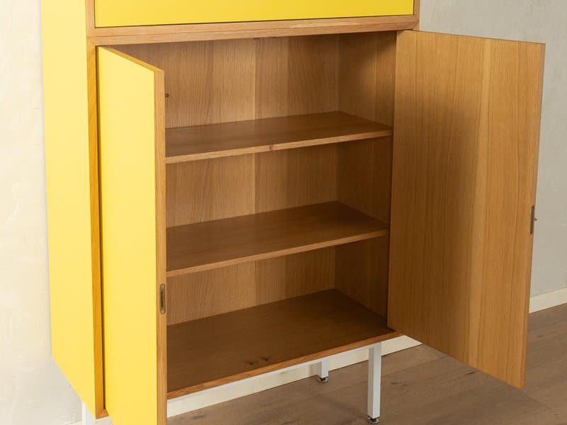 Komoda Mid-Century, fornir żółty, metal biały, Niemcy, lata 60. - 277892