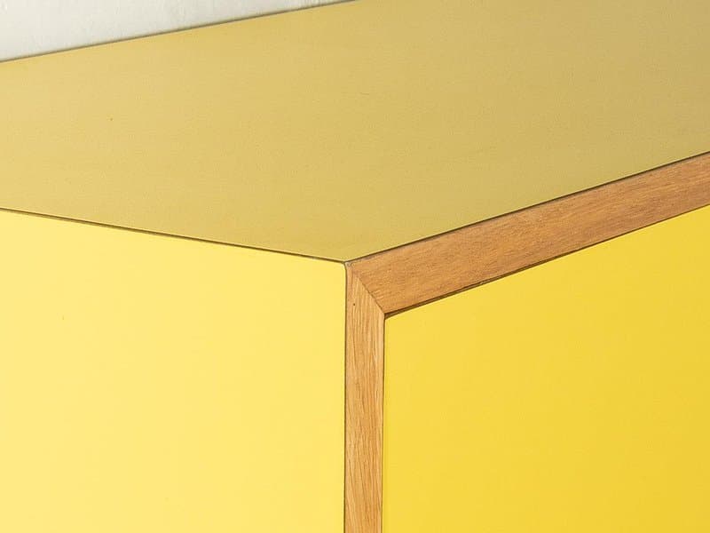 Komoda Mid-Century, fornir żółty, metal biały, Niemcy, lata 60. - 277894