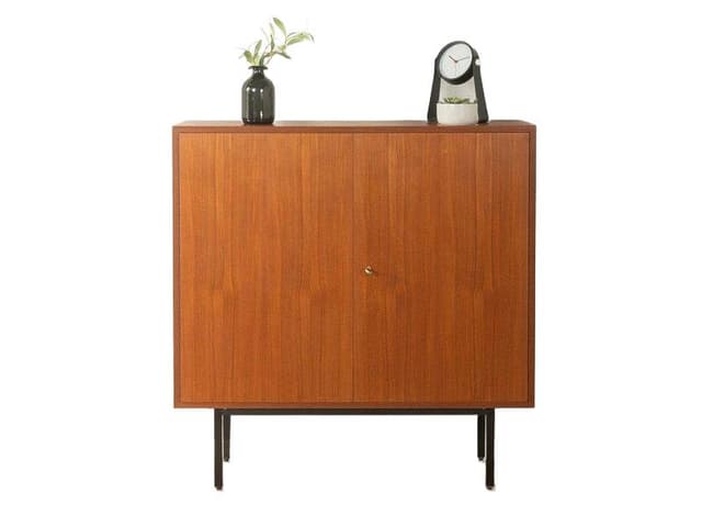 Komoda, drewno brązowe, metal czarny, Niemcy, lata 50. - WYMIARY