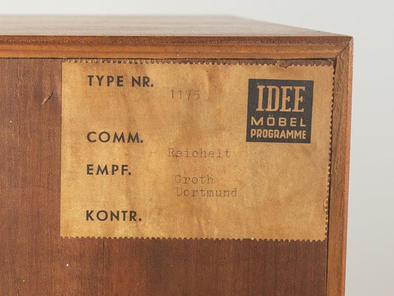 Komoda, drewno brązowe, metal czarny, Niemcy, lata 50. - 277871