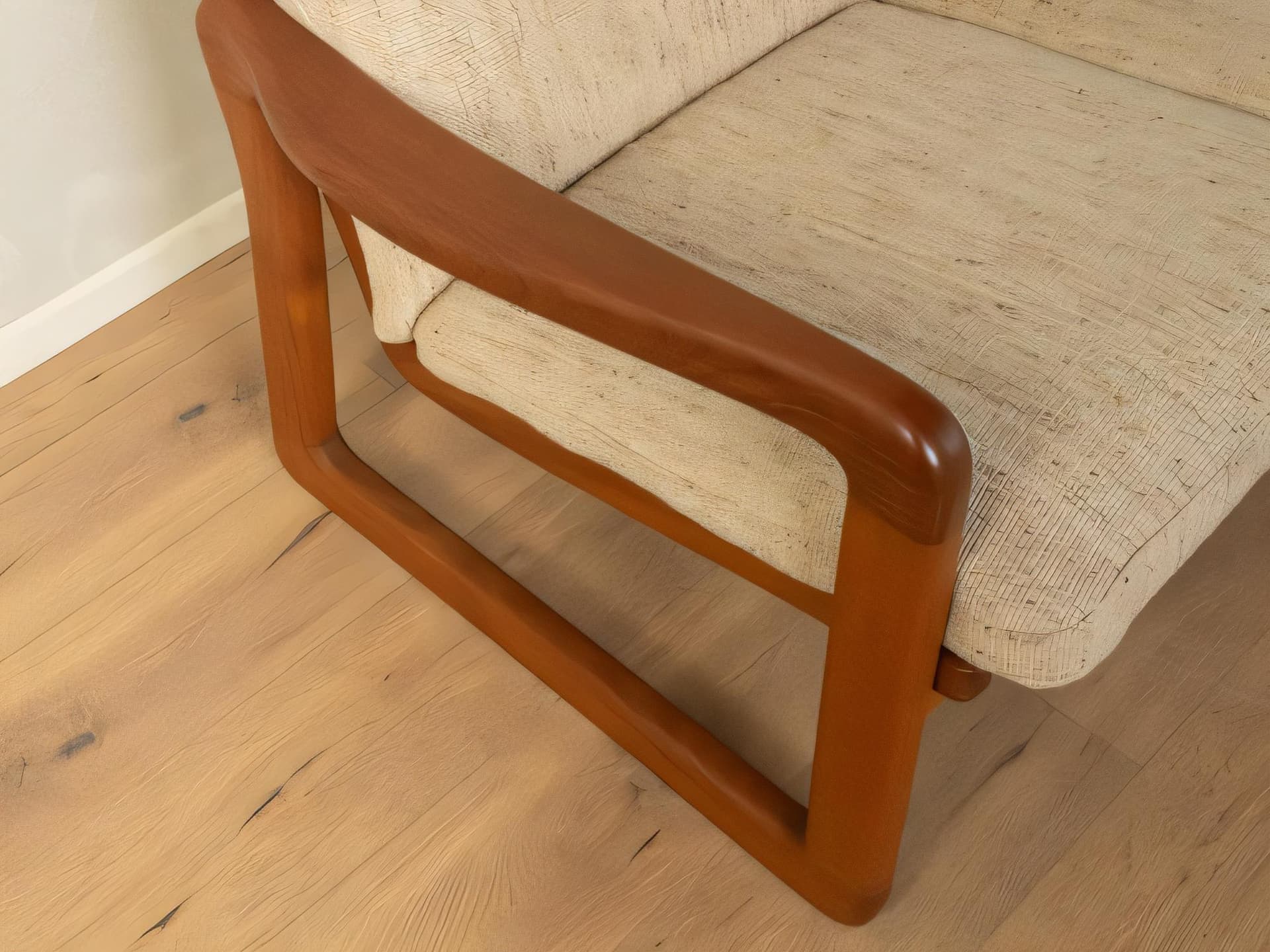 Sofa trzyosobowa, beżowa, drewno, Holstebro Møbelfabrik, Dania, lata 60. - 282409