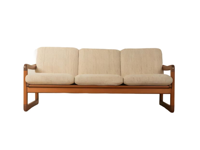 Sofa trzyosobowa, beżowa, drewno, Holstebro Møbelfabrik, Dania, lata 60.