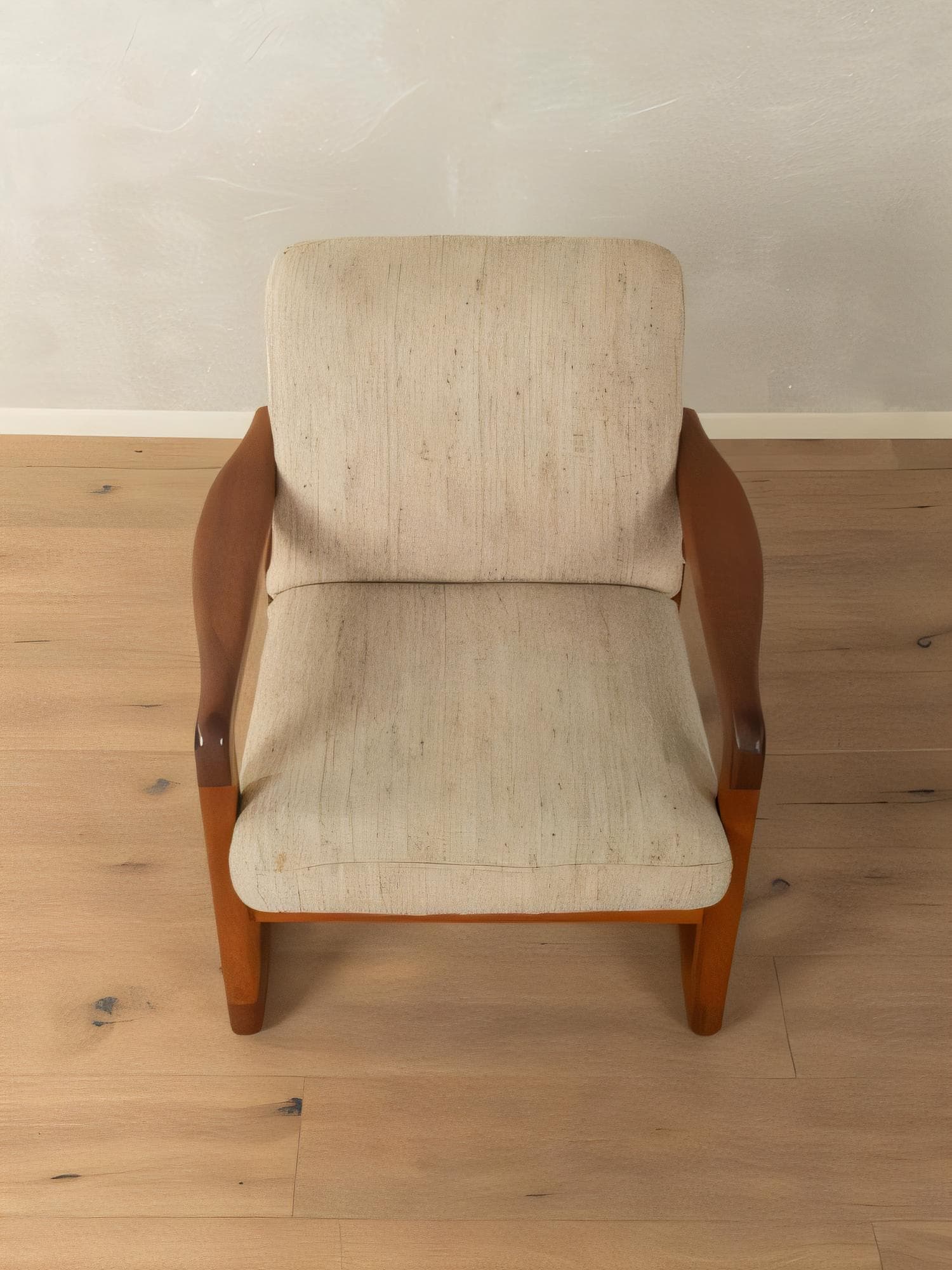 Fotel wypoczynkowy, beżowy, teak, tkanina, Dania, lata 60. - 282399