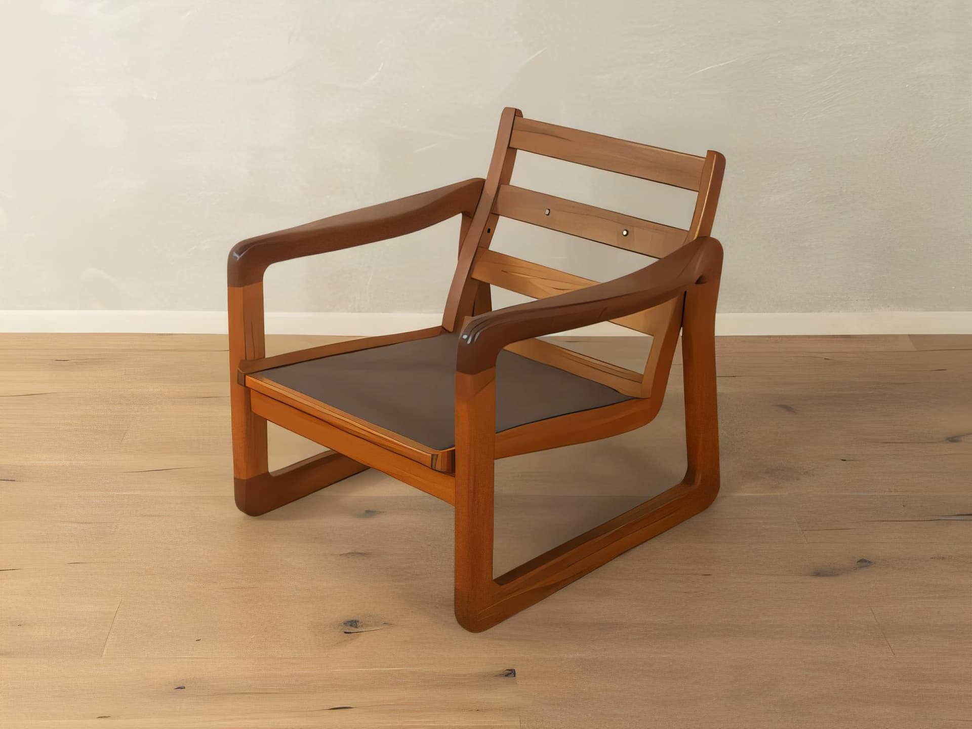 Fotel wypoczynkowy, beżowy, teak, tkanina, Dania, lata 60. - 282402