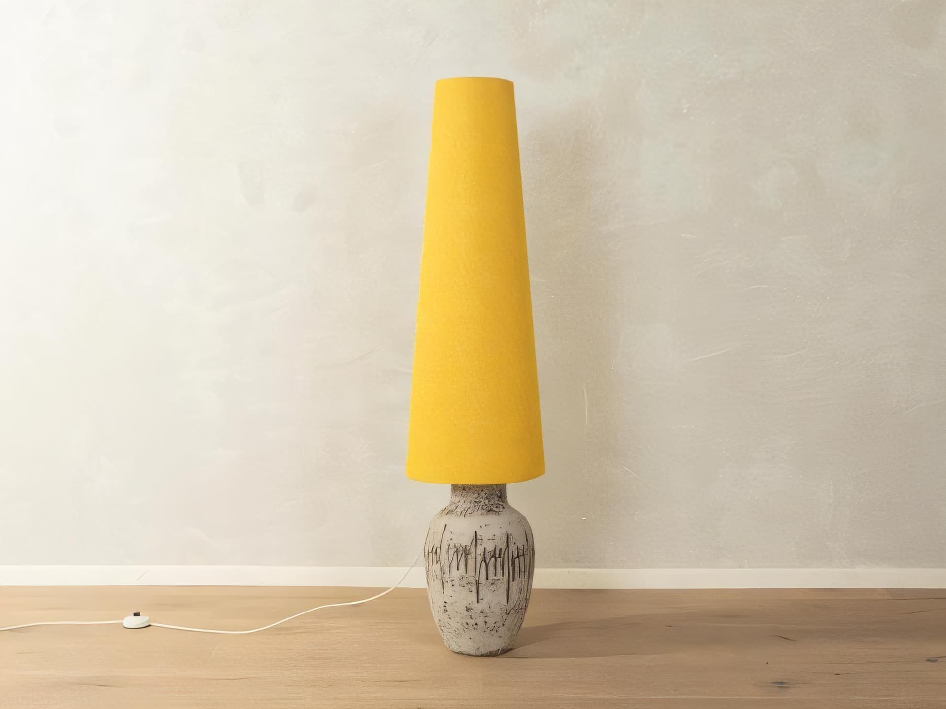 Lampa podłogowa Fat Lava, beżowy, kamionka, bawełna, Niemcy, lata 70. - 282361