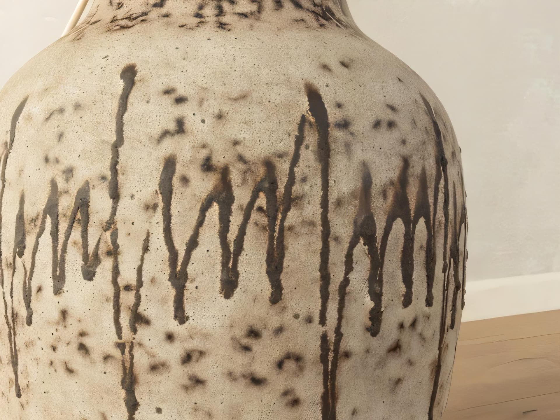 Lampa podłogowa Fat Lava, beżowy, kamionka, bawełna, Niemcy, lata 70. - 282366