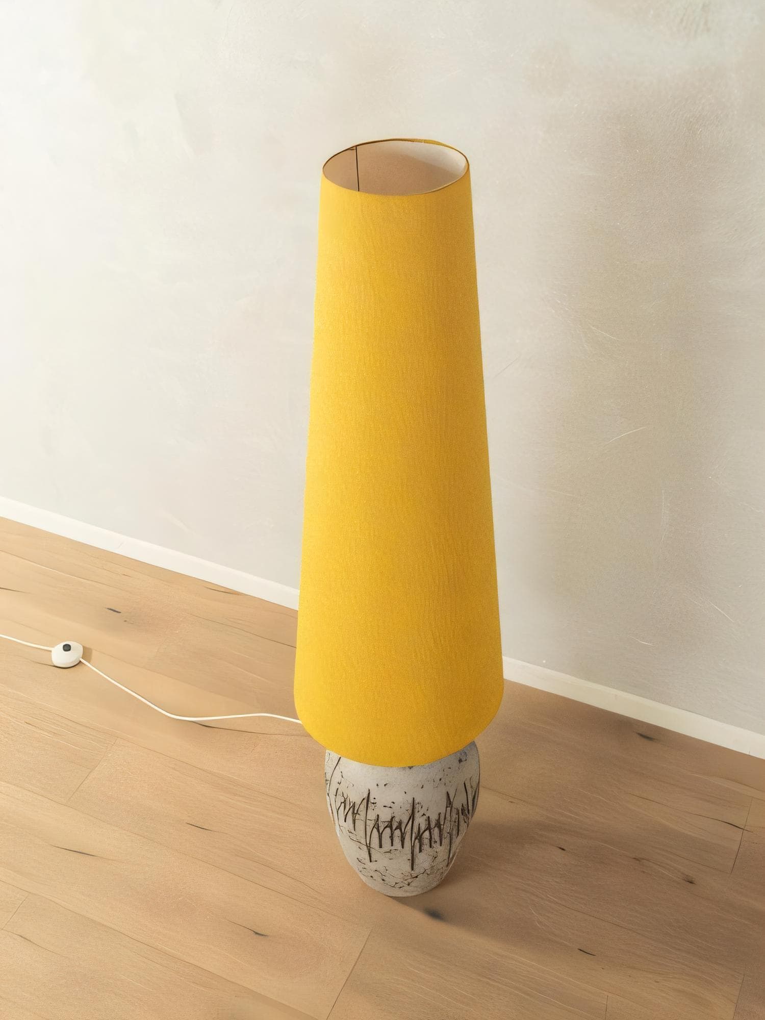 Lampa podłogowa Fat Lava, beżowy, kamionka, bawełna, Niemcy, lata 70. - 282362