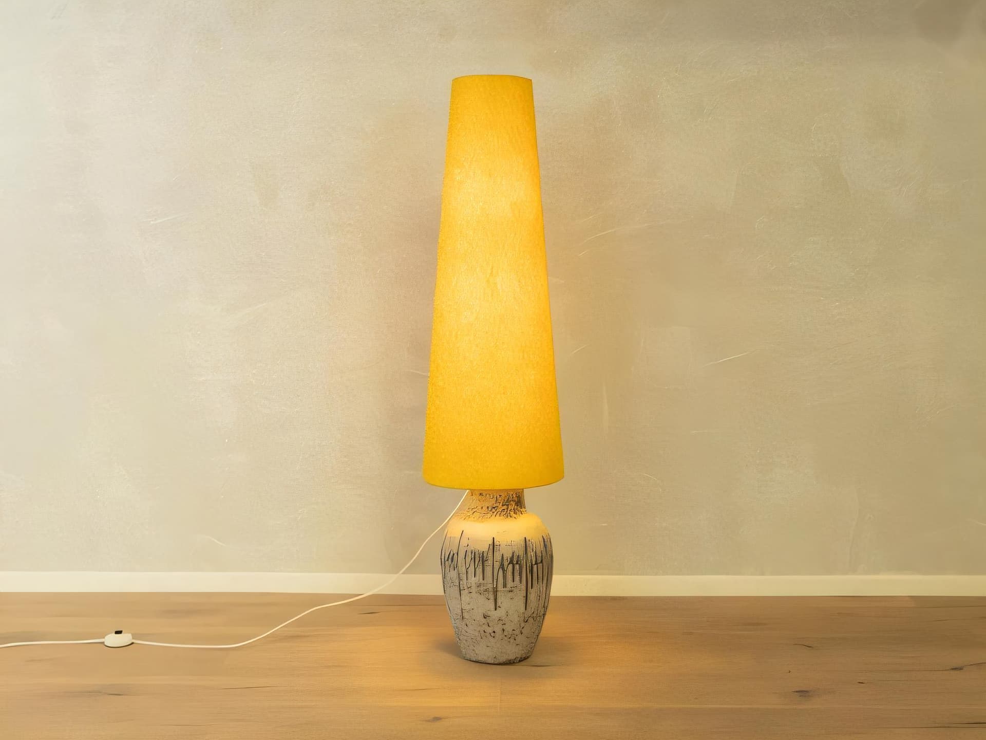 Lampa podłogowa Fat Lava, beżowy, kamionka, bawełna, Niemcy, lata 70. - 282360