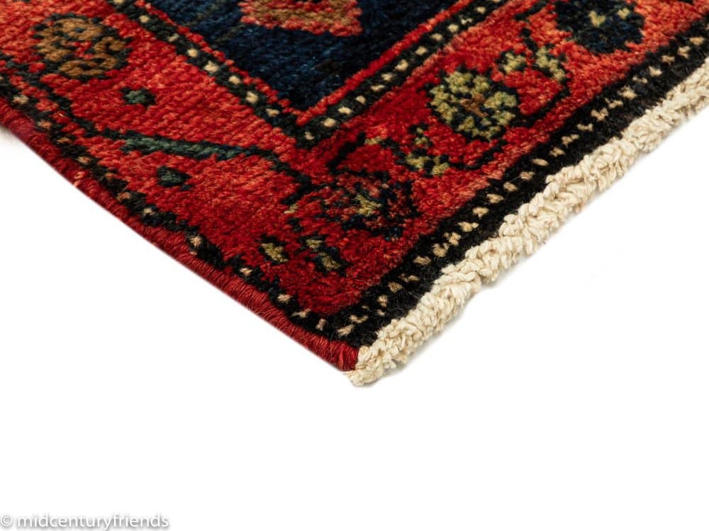 Dywan bliskowschodni 276x150 cm, czerwony czarny beżowy niebieski, wełna, lata 50. - 282324