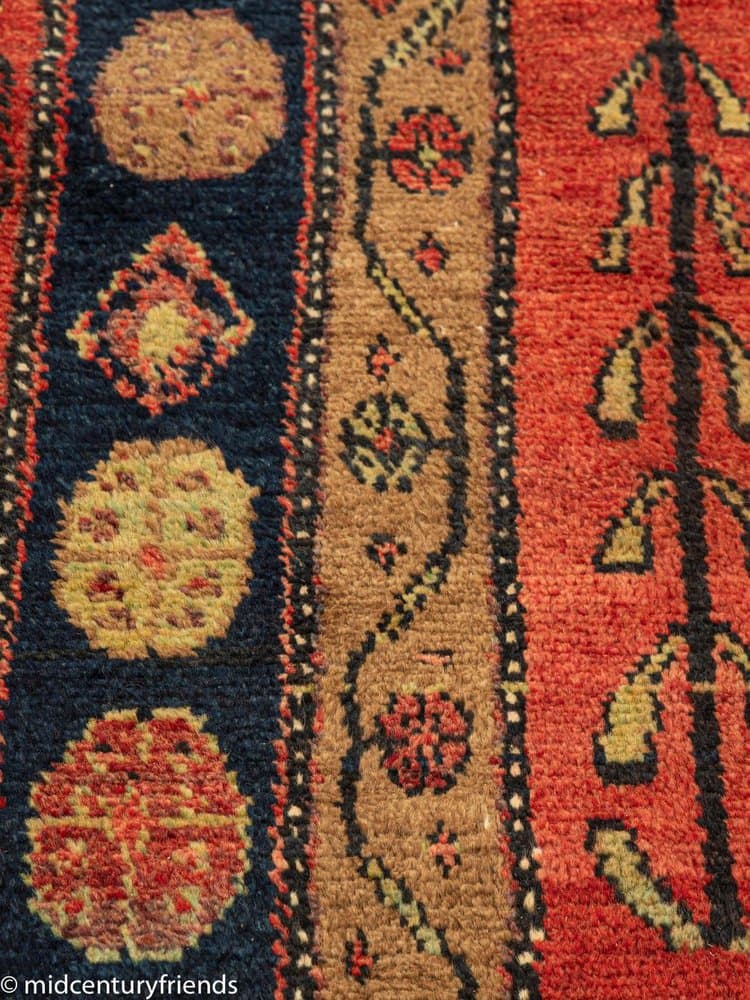 Dywan bliskowschodni 276x150 cm, czerwony czarny beżowy niebieski, wełna, lata 50. - 282333