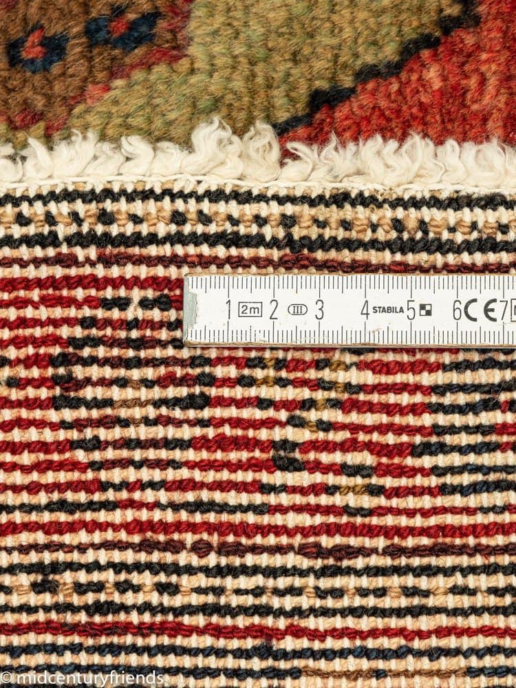 Dywan bliskowschodni 276x150 cm, czerwony czarny beżowy niebieski, wełna, lata 50. - 282325