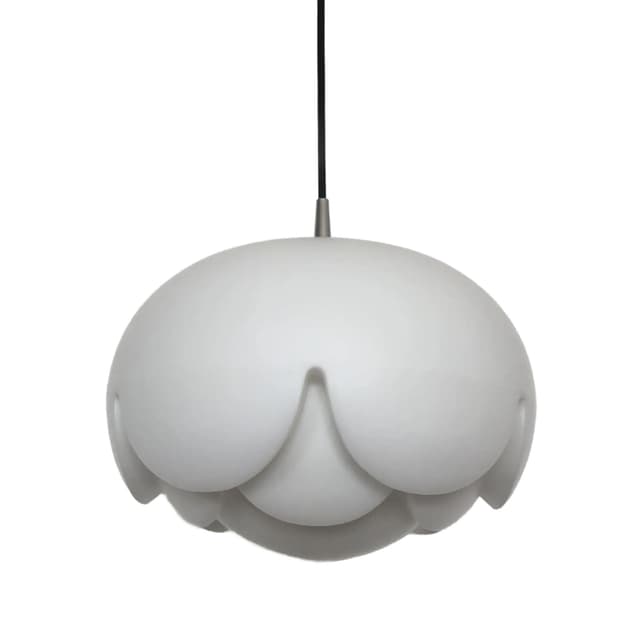 Lampa wisząca Seerose, szkło opalowe białe, stal chromowana, Peill&Putzler, Niemcy, lata 70. - WYMIARY