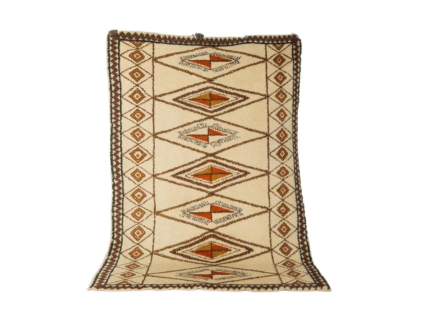 Dywan berberyjski, 200x285 cm, brązowy, wełna, Maroko, lata 60.