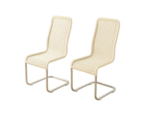 Zestaw dwóch krzeseł B25, beżowy, rattan chrom, proj. M. Breuer, Niemcy - WYMIARY