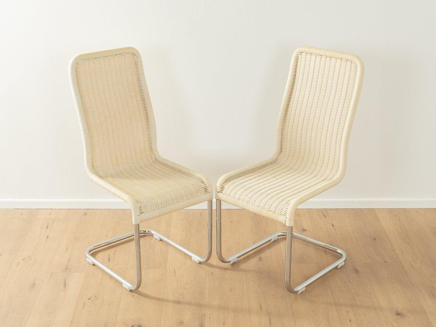 Zestaw dwóch krzeseł B25, beżowy, rattan chrom, proj. M. Breuer, Niemcy - 282165