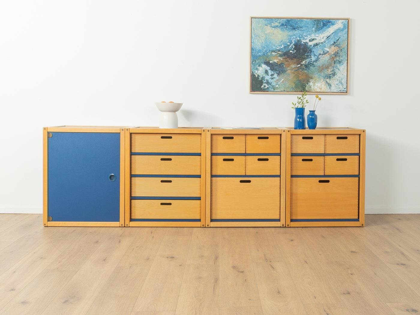 Komoda modułowa, miodowy dąb niebieski, Flötotto, Niemcy, lata 70. - 282080