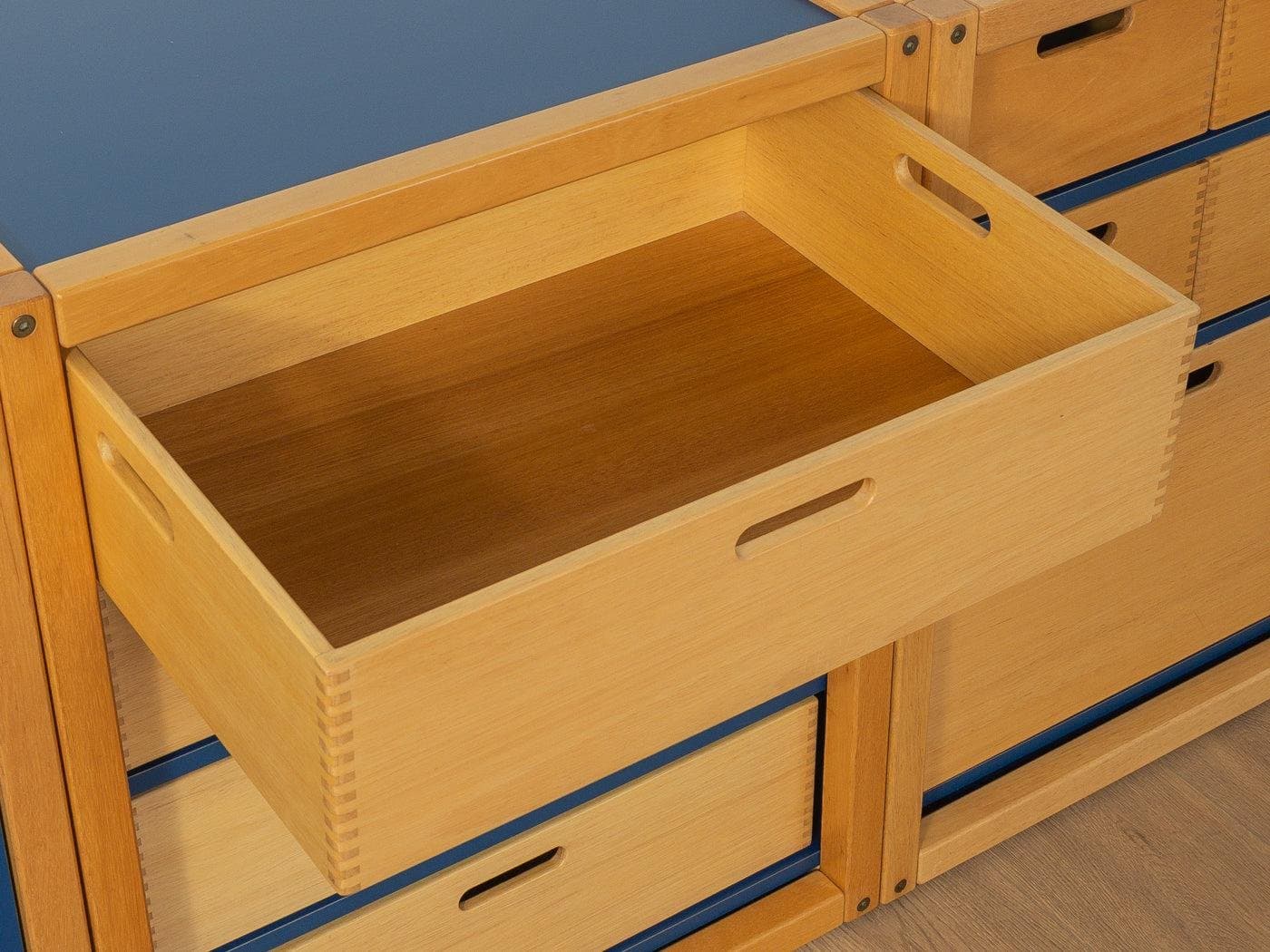 Komoda modułowa, miodowy dąb niebieski, Flötotto, Niemcy, lata 70. - 282077