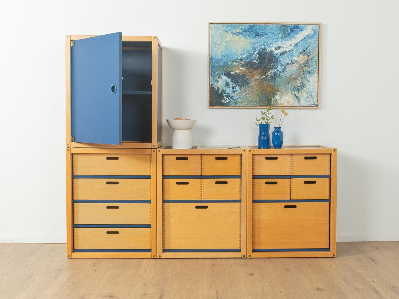 Komoda modułowa, miodowy dąb niebieski, Flötotto, Niemcy, lata 70. - 282083
