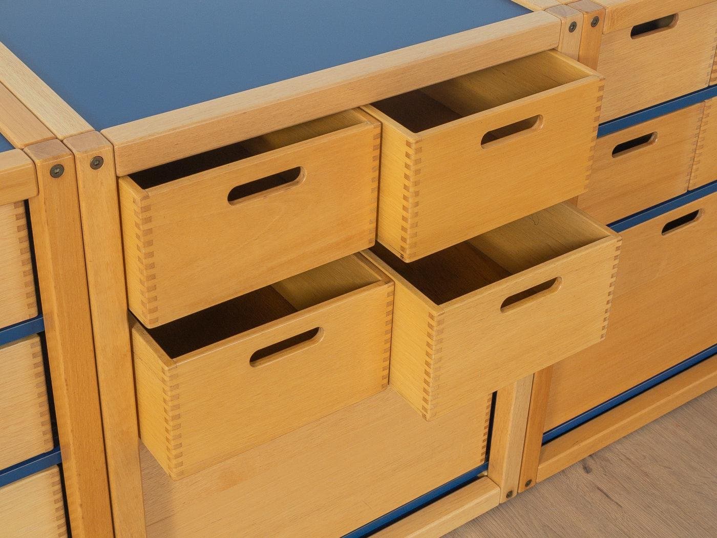 Komoda modułowa, miodowy dąb niebieski, Flötotto, Niemcy, lata 70. - 282088
