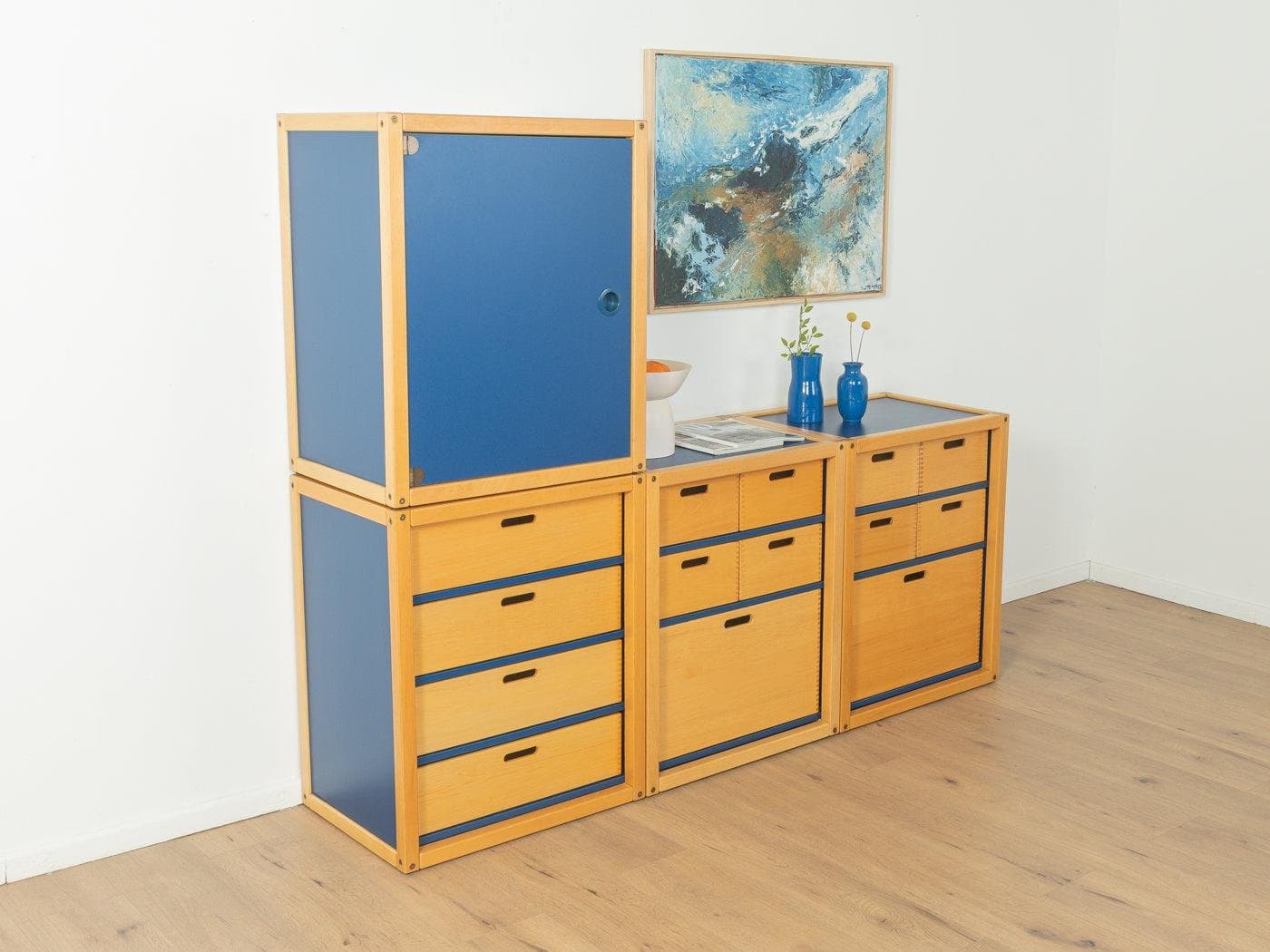 Komoda modułowa, miodowy dąb niebieski, Flötotto, Niemcy, lata 70. - 282084