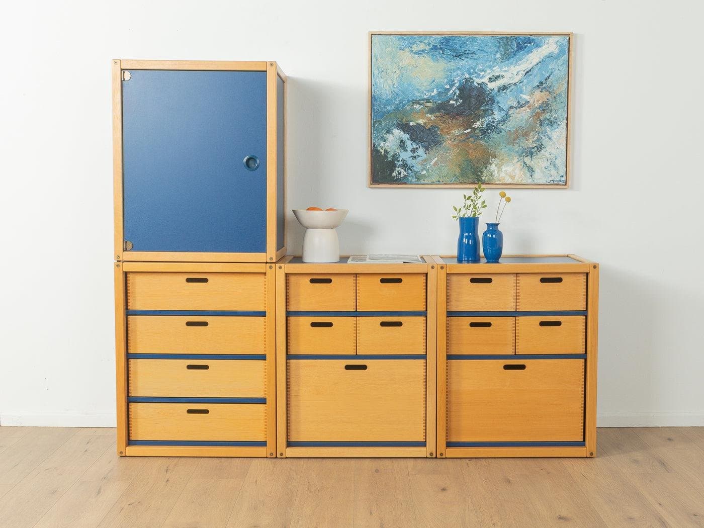 Komoda modułowa, miodowy dąb niebieski, Flötotto, Niemcy, lata 70. - 282082