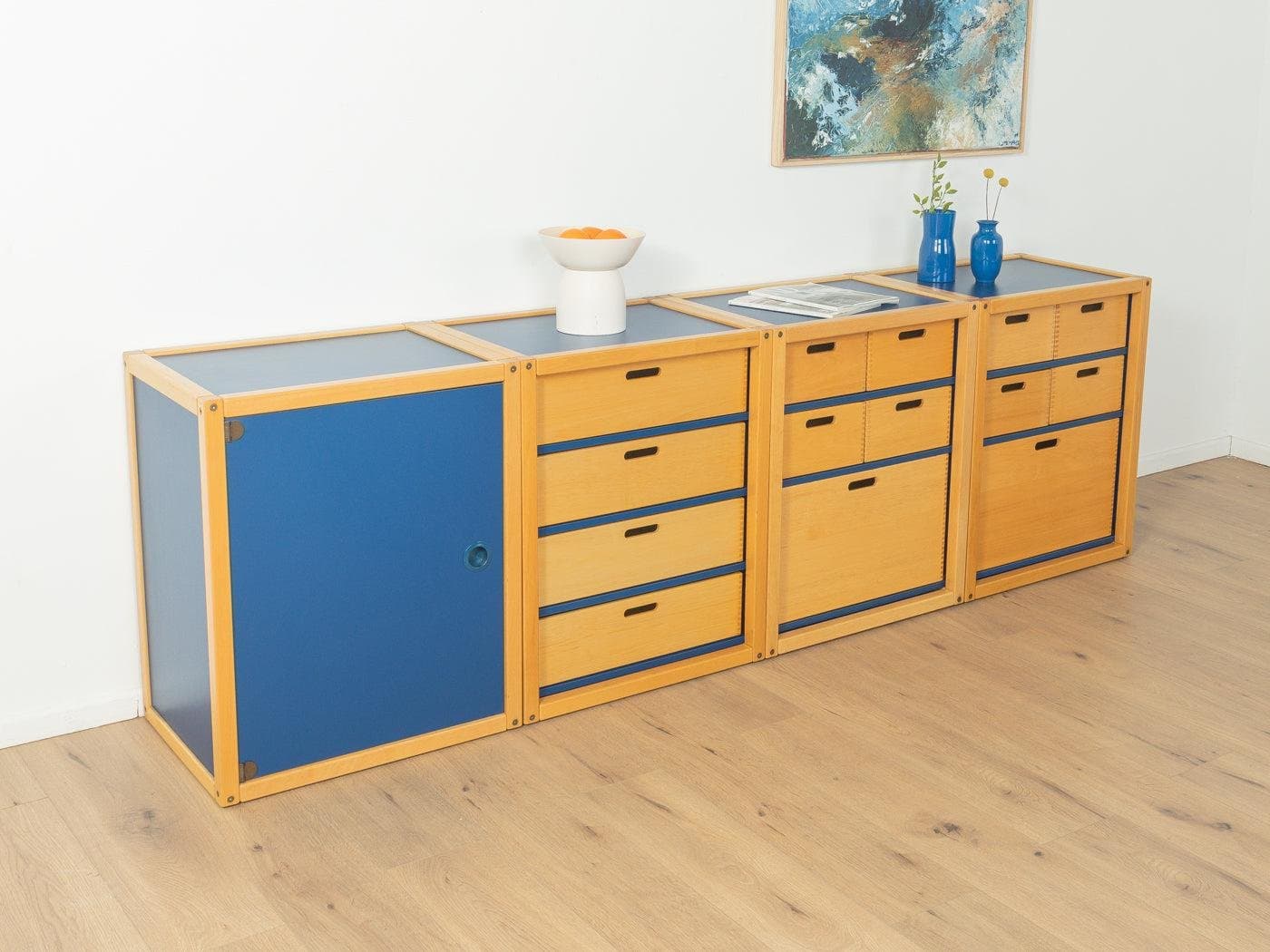 Komoda modułowa, miodowy dąb niebieski, Flötotto, Niemcy, lata 70. - 282081