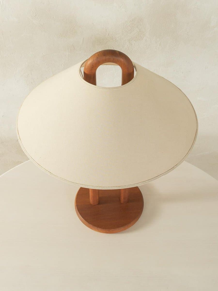 Table lamp, brown wood, Denmark, 1980s. - 281960