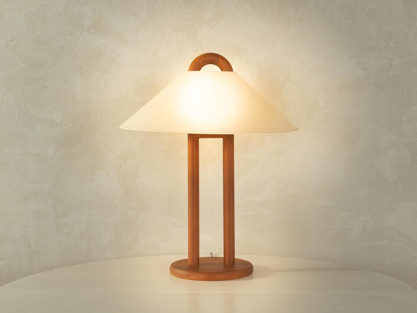 Table lamp, brown wood, Denmark, 1980s. - 281965