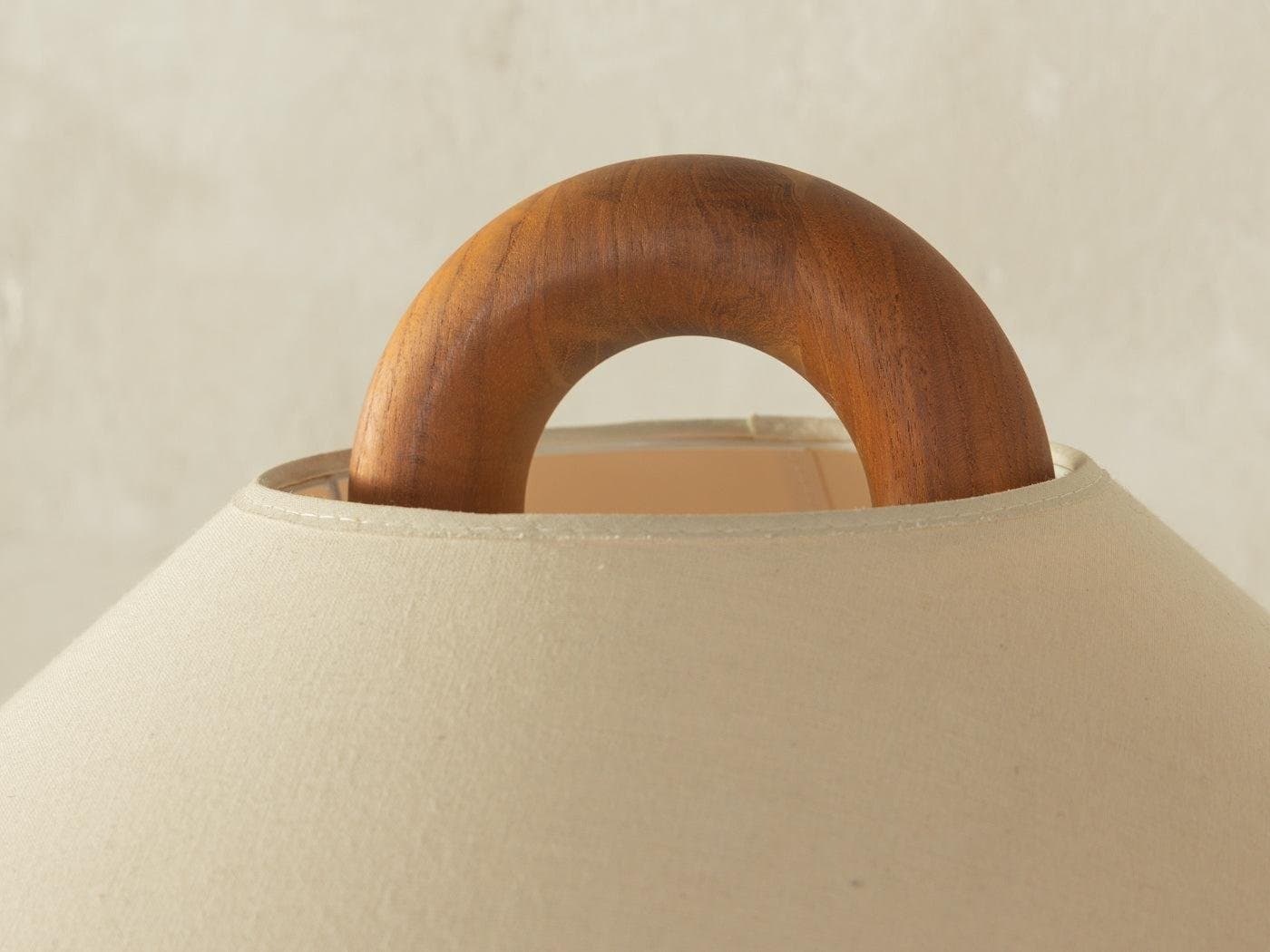 Table lamp, brown wood, Denmark, 1980s. - 281962