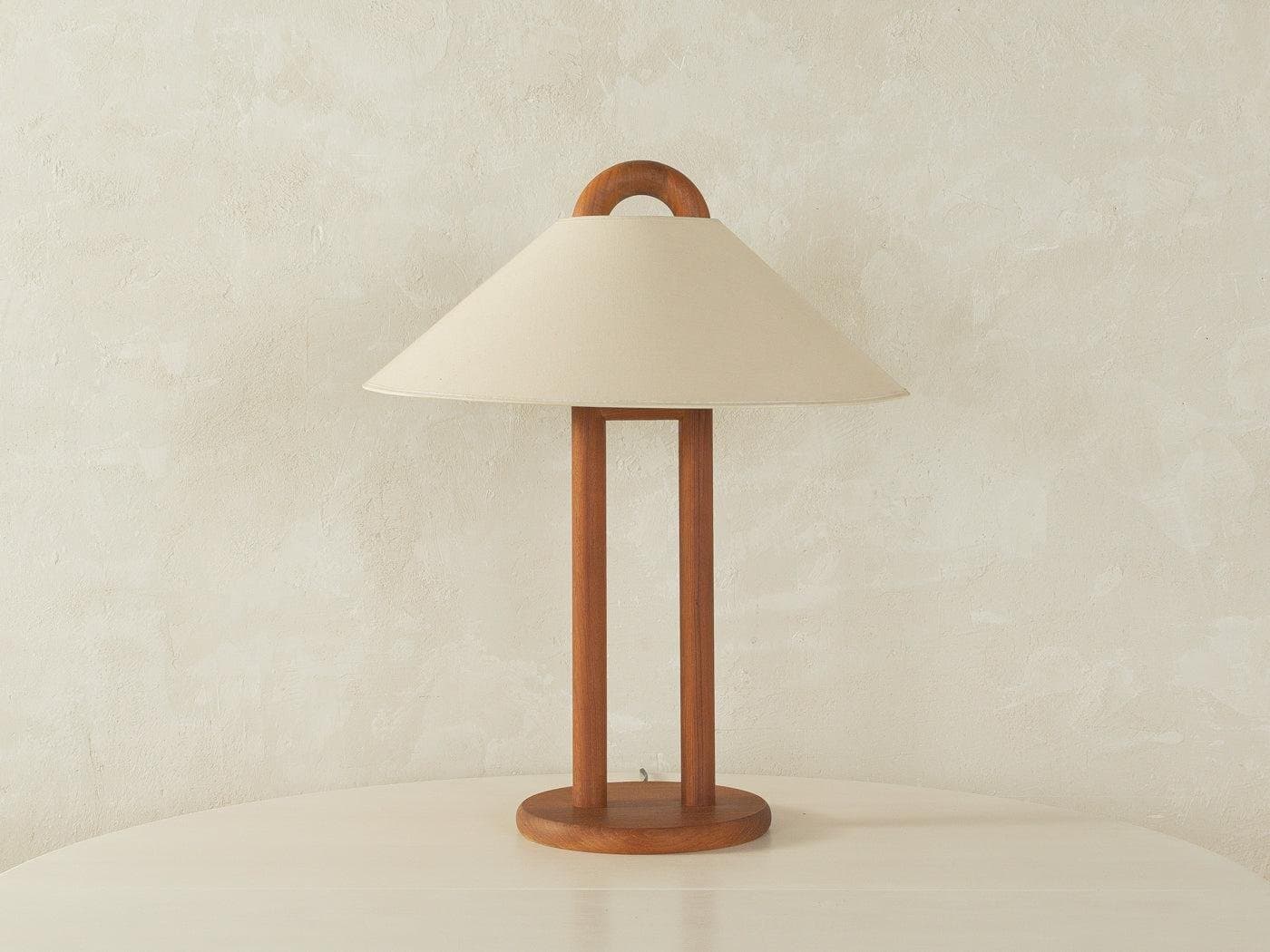 Table lamp, brown wood, Denmark, 1980s. - 281957