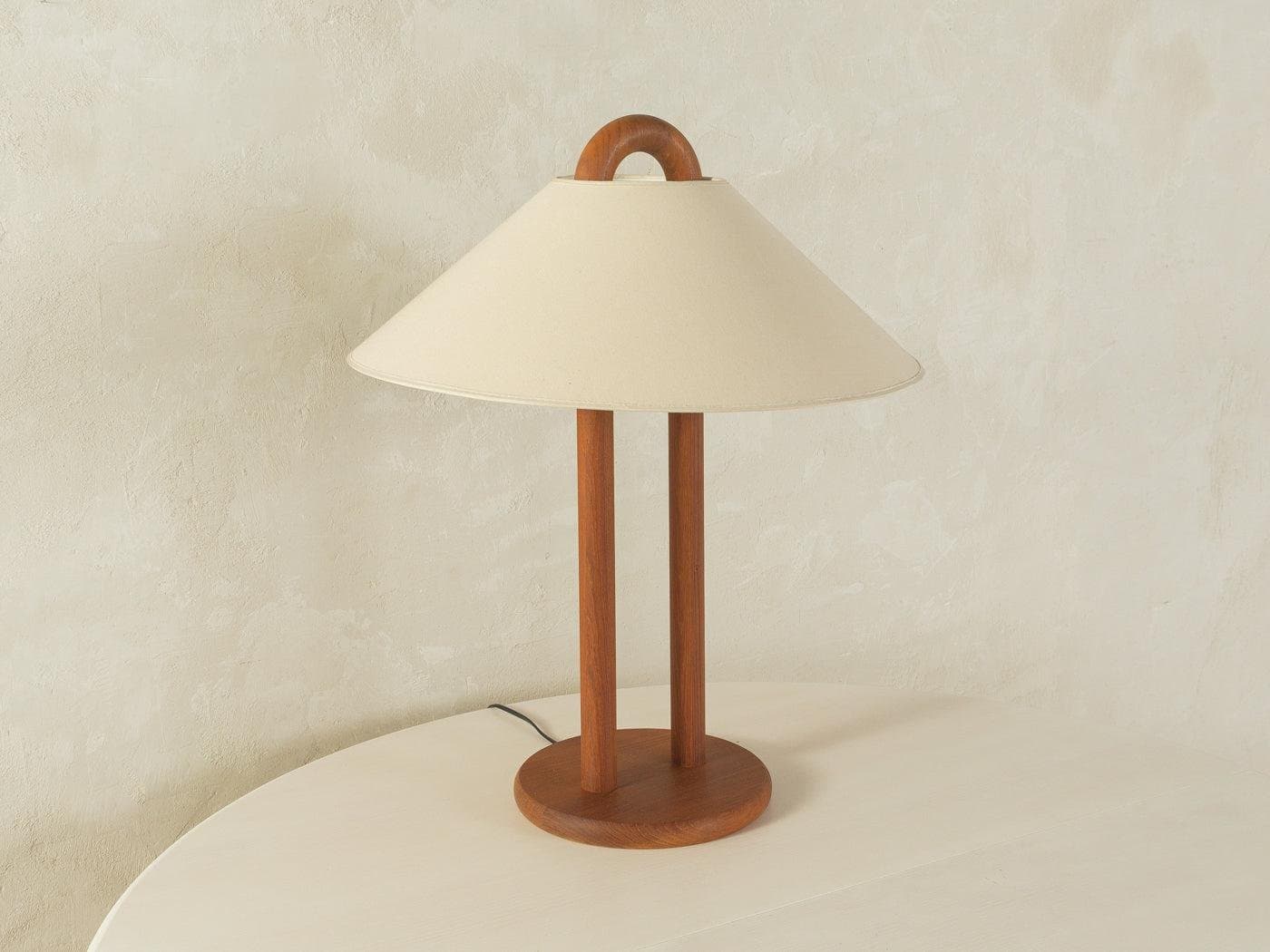 Table lamp, brown wood, Denmark, 1980s. - 281958