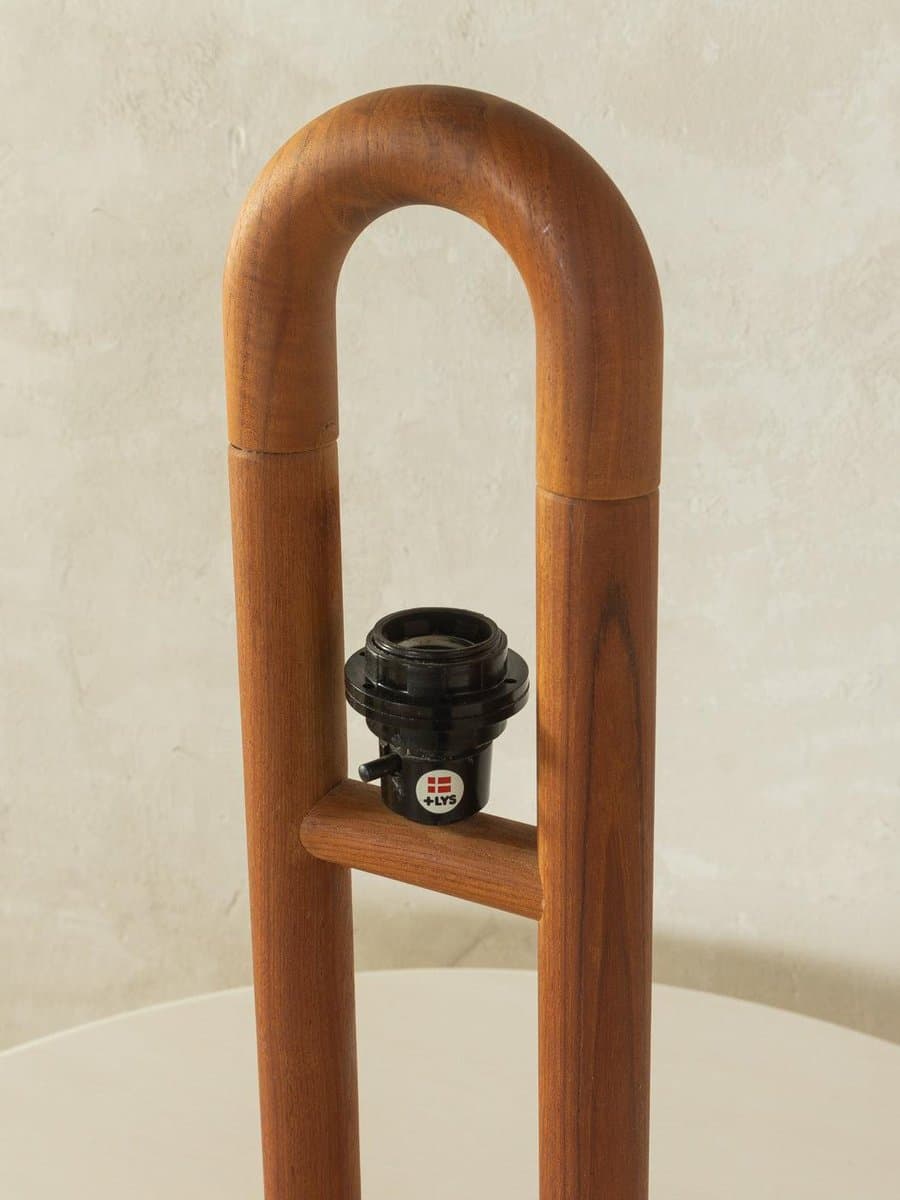Table lamp, brown wood, Denmark, 1980s. - 281963
