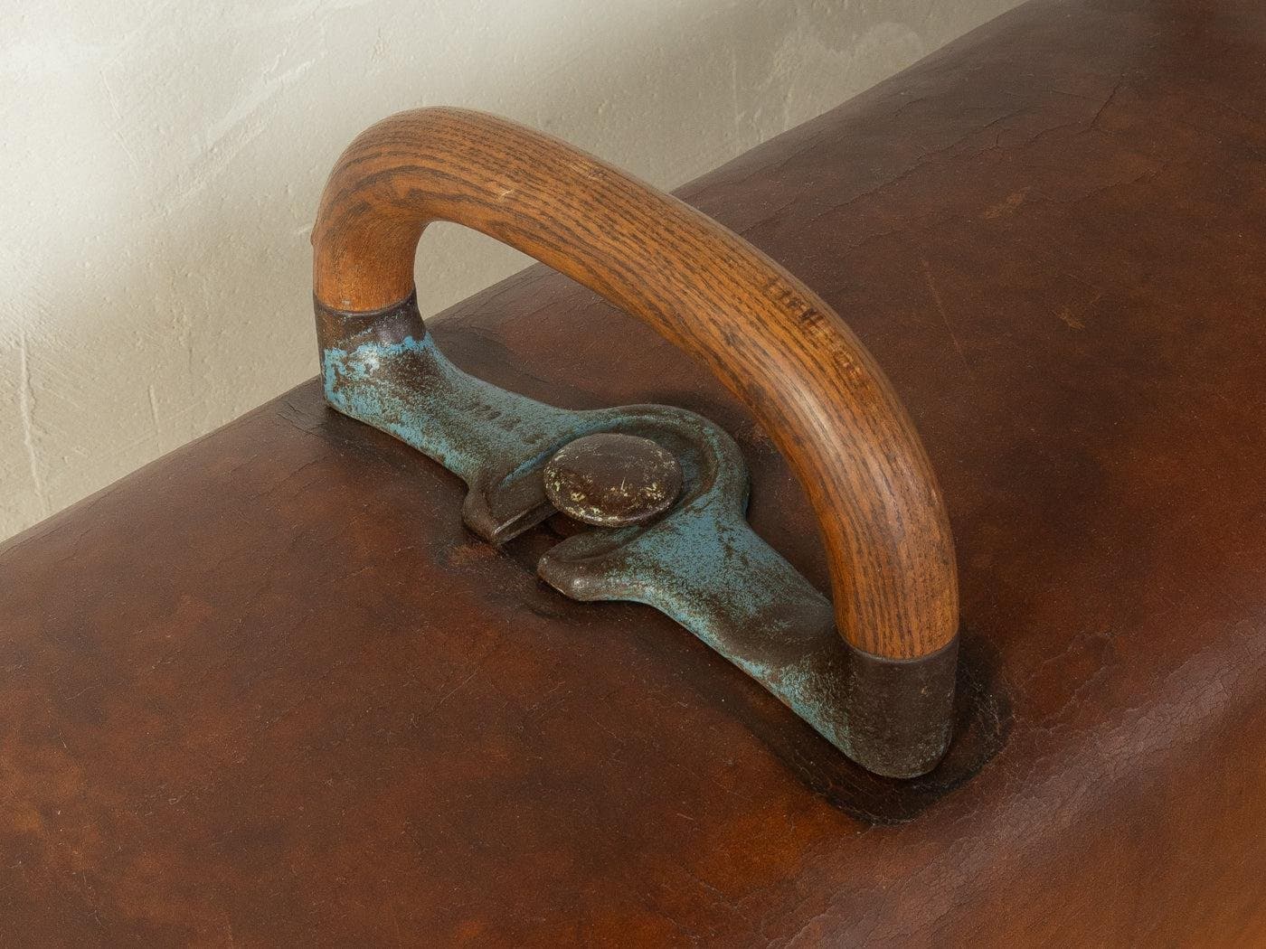 Ławka gimnastyczna, brązowy, skóra naturalna, Niemcy, lata 60. - 281808