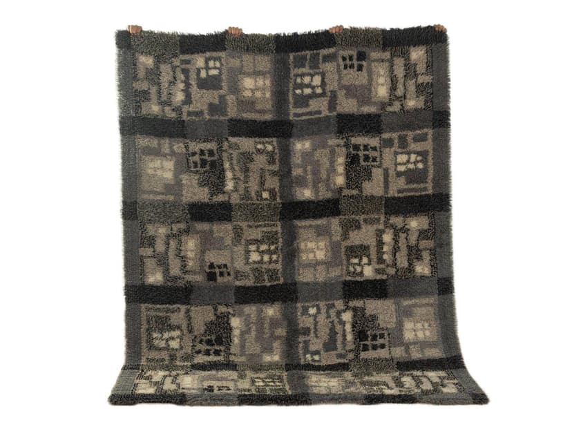 Dywan, 260x200 cm, czarny, wełna, Niemcy, lata 70.