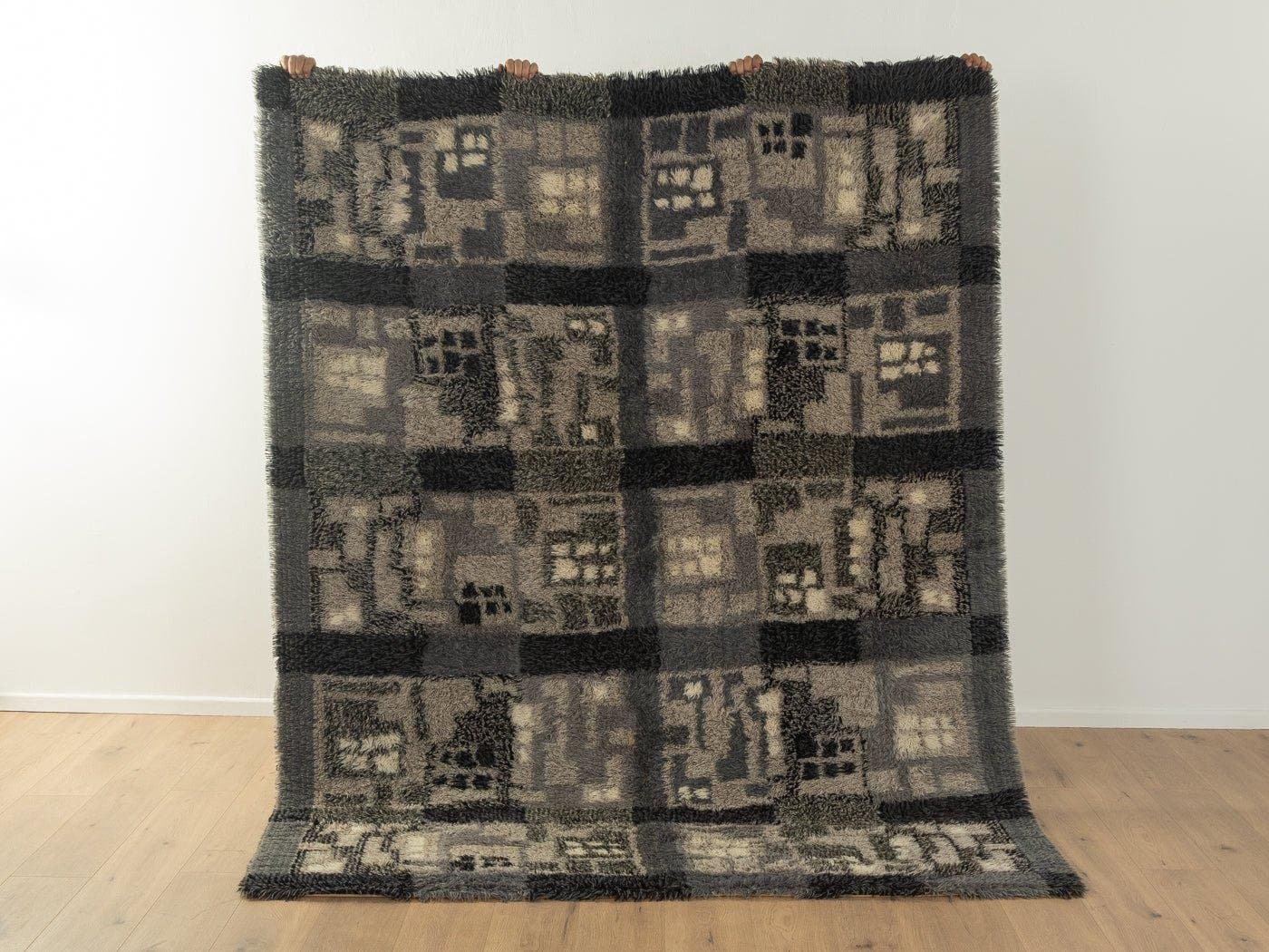 Dywan, 260x200 cm, czarny, wełna, Niemcy, lata 70. - 281803