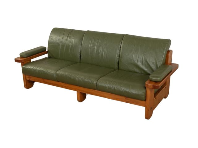 Sofa Almar, zielony, skóra, Włochy, lata 70. - WYMIARY