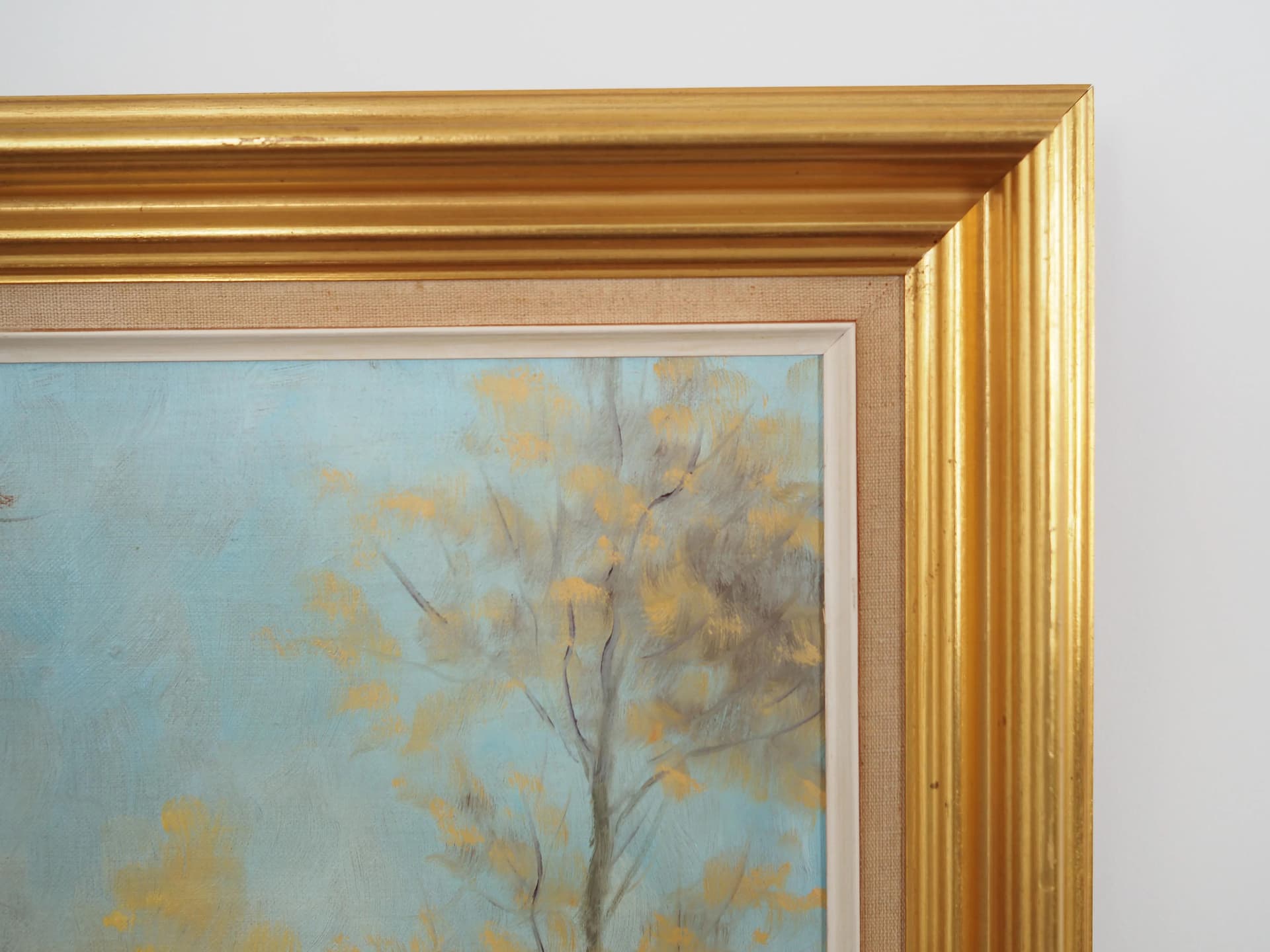 Obraz Leśna droga, multikolor, olej na płótnie, rama drewno, Polska, lata 70. - 20345