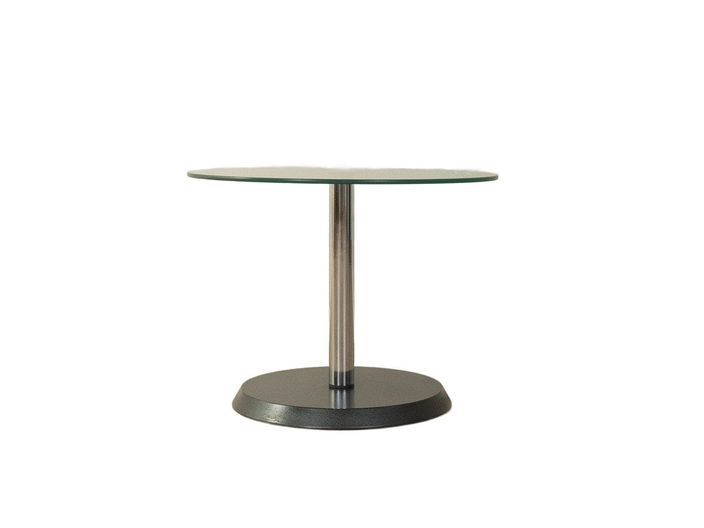 Side Table Postmodern, transparent glass, black metal, Germany, 1980s.