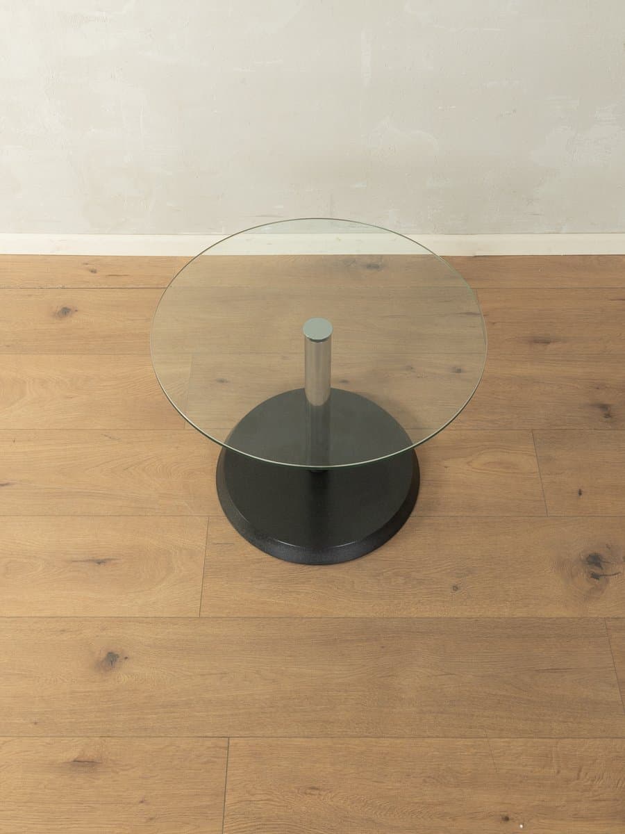 Side Table Postmodern, transparent glass, black metal, Germany, 1980s. - 281437