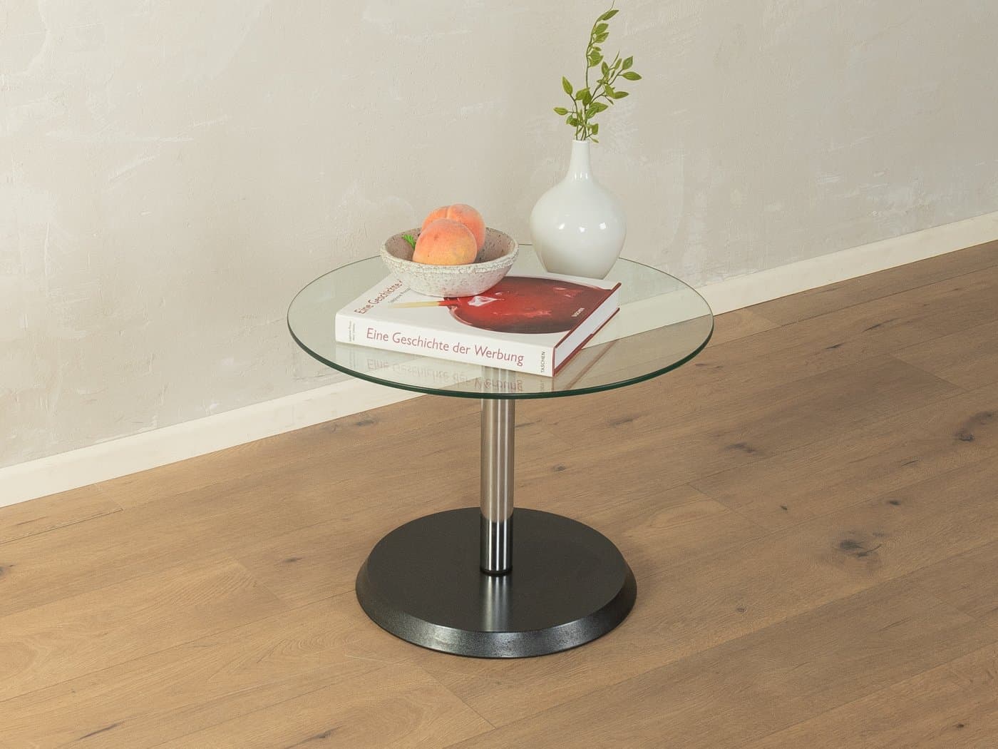 Side Table Postmodern, transparent glass, black metal, Germany, 1980s. - 281436