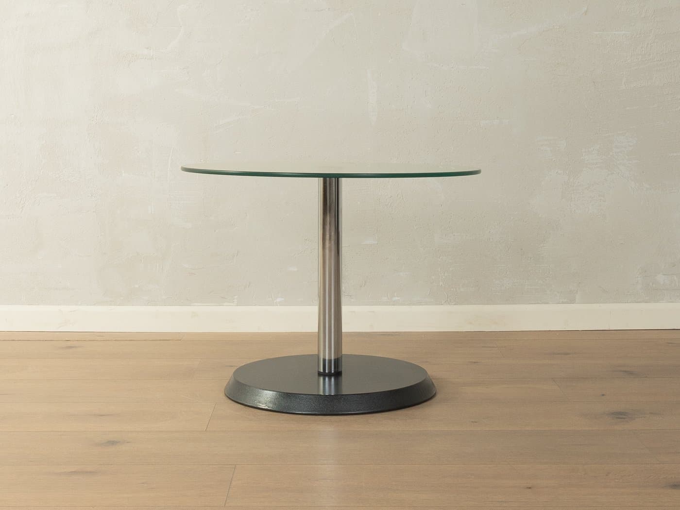 Side Table Postmodern, transparent glass, black metal, Germany, 1980s. - 281439